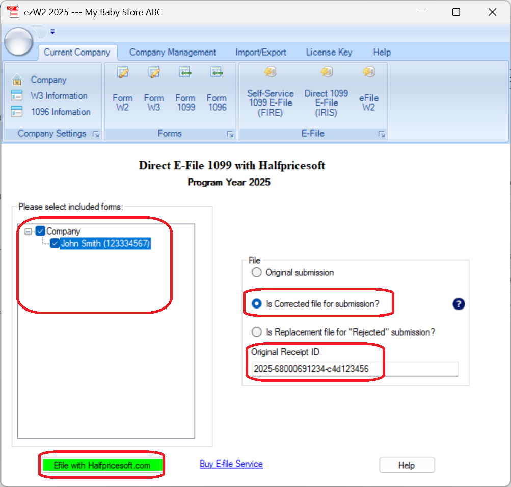 enter original receipt id
