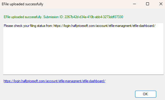 successful upload for 1099-NEC with ezw2