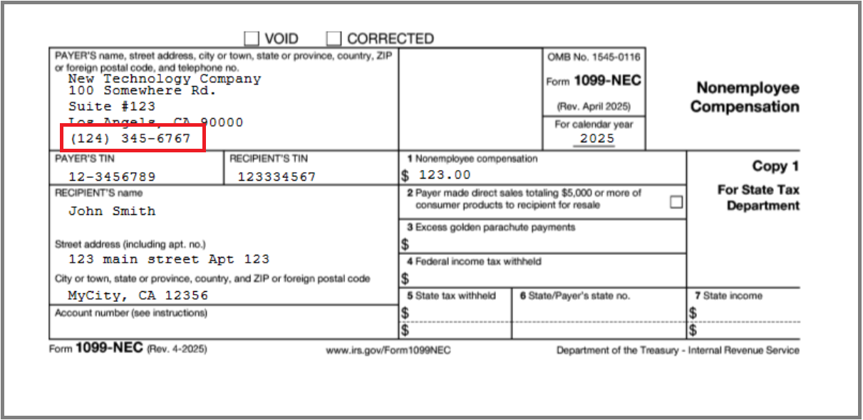 verify 1099 form contact