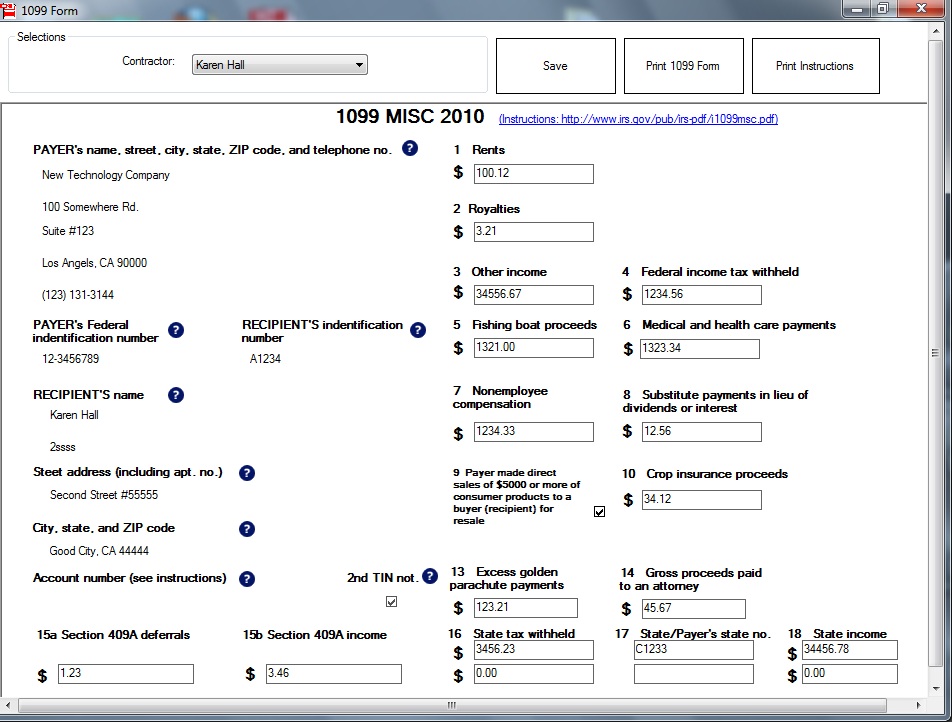 fill out 1099 form