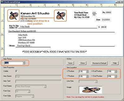 check writing sofware: customize bank check layout