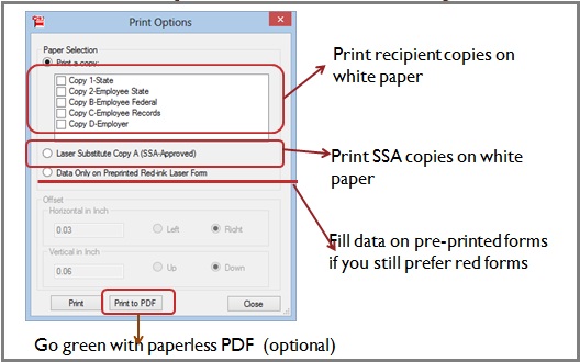 print W2C form option