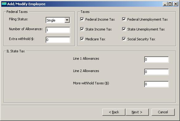 Illinois payroll employee tax setup