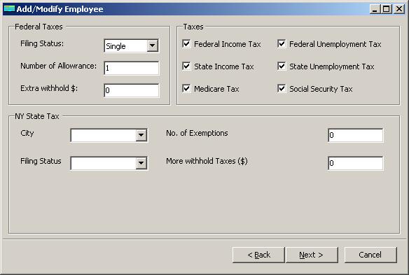 New York payroll employee tax setup