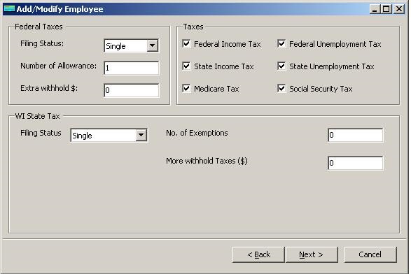 Wisconsin payroll employee tax setup