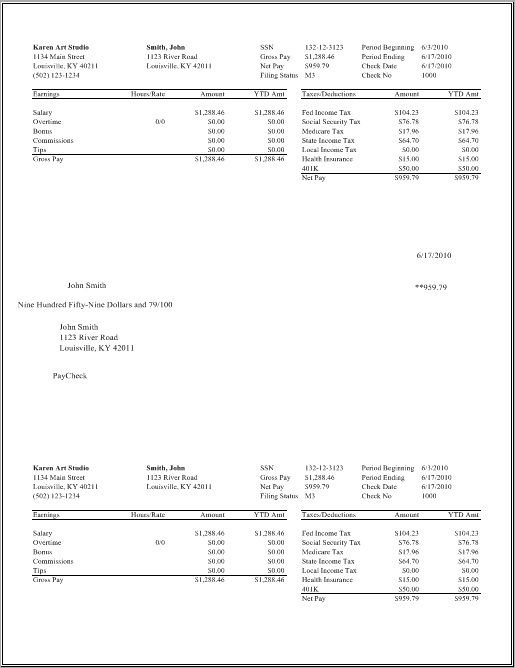 Double Stub Payroll Checks