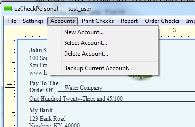 Check Printing software account management