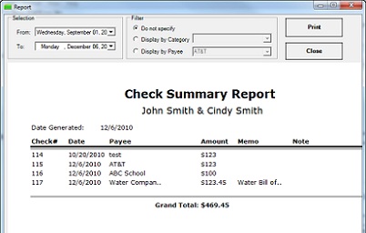 Check Printing software report