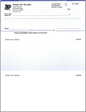 QuickBooks blank check printed by ezCheckPrinting cheque writer