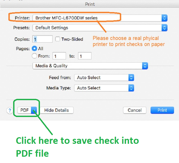 Mac PDF printing