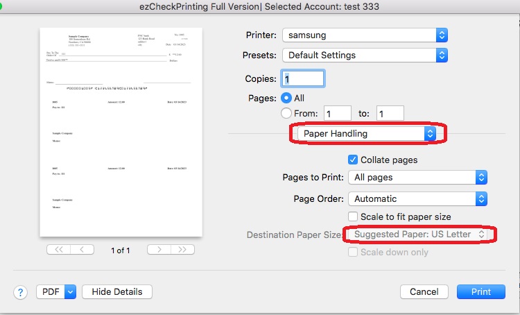 Mac printer paper size