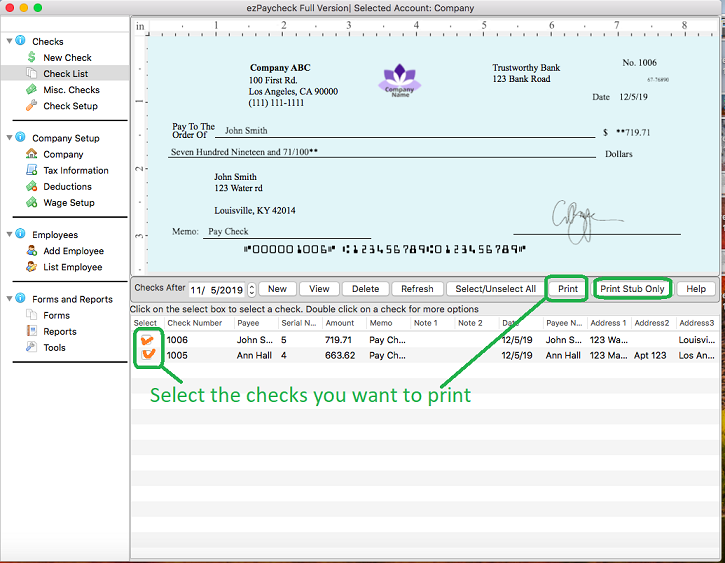 paycheck printing