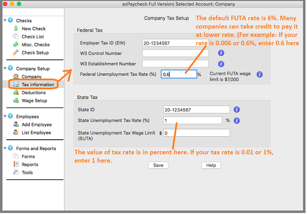 payroll application tax option setup