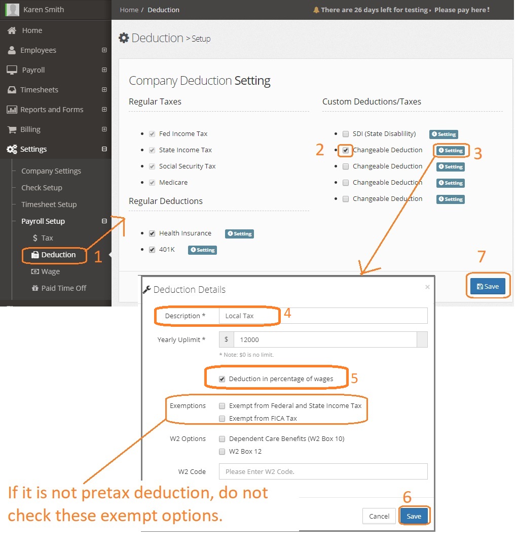 add a new deduction by percent