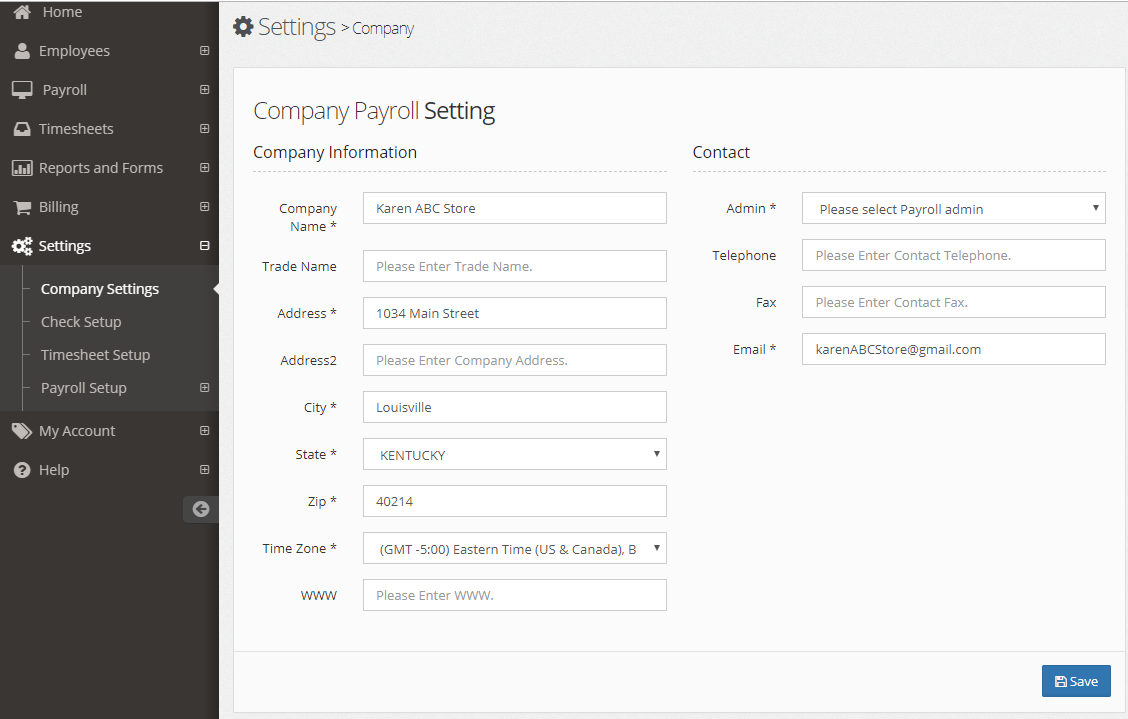 company payroll set up