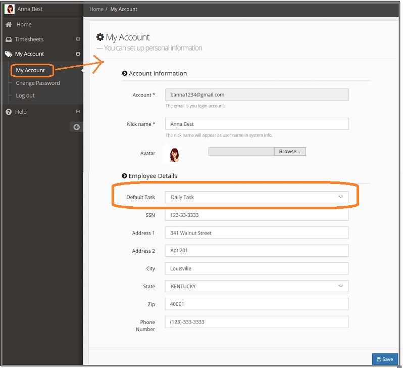 assign employee a default task