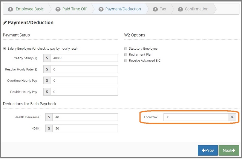 specify the employee deduction by percent