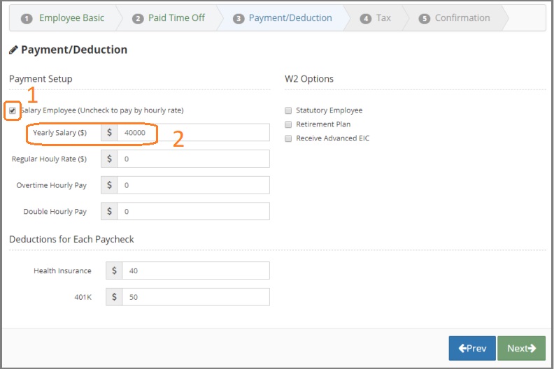 add employee with salary rate