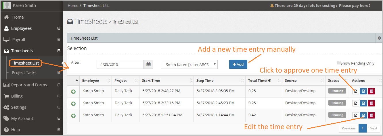 timesheets