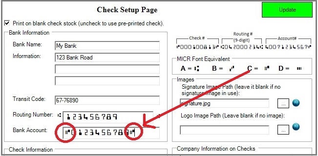 ezCheckPrinting check setup