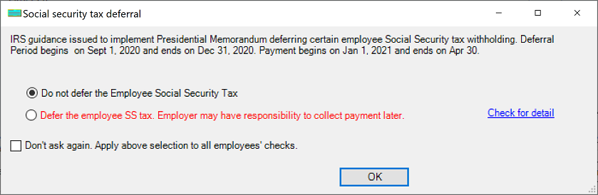 defer SS tax option