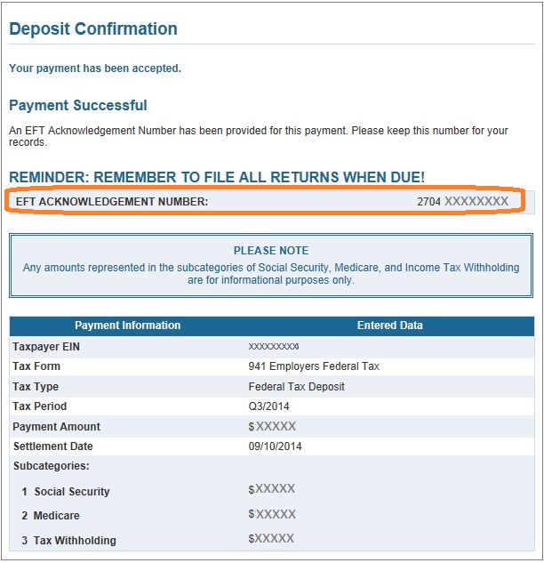 eftps comfirm payment