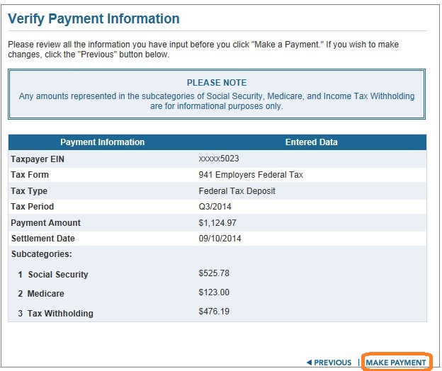 eftps review tax payment