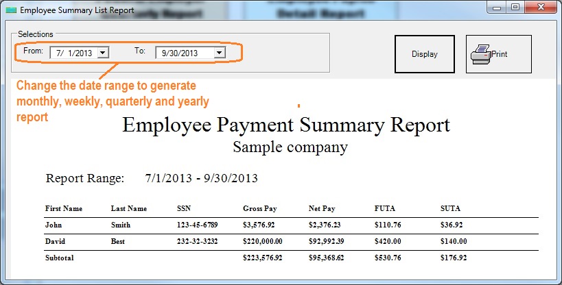 employee payroll list report