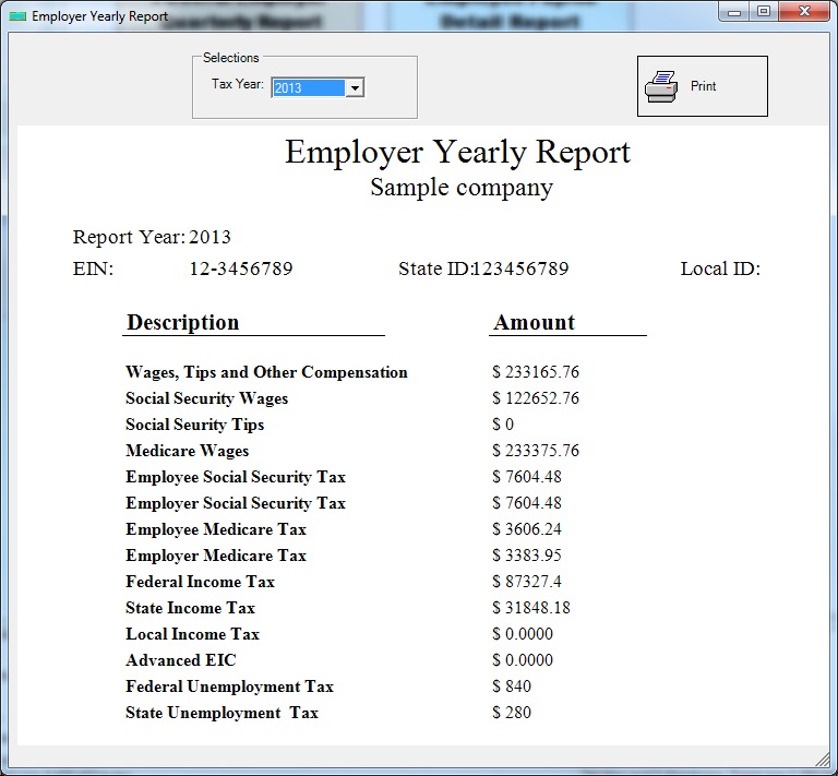 payroll yearly report