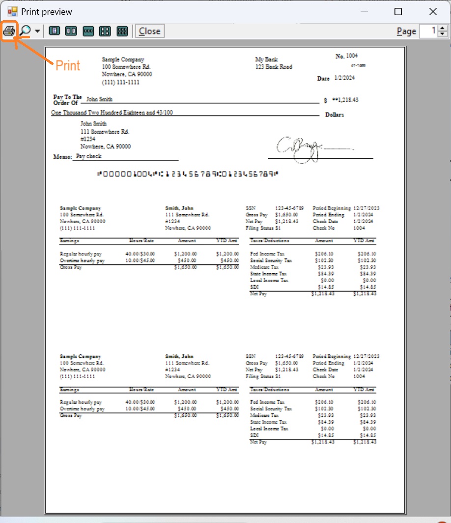 paycheck printing