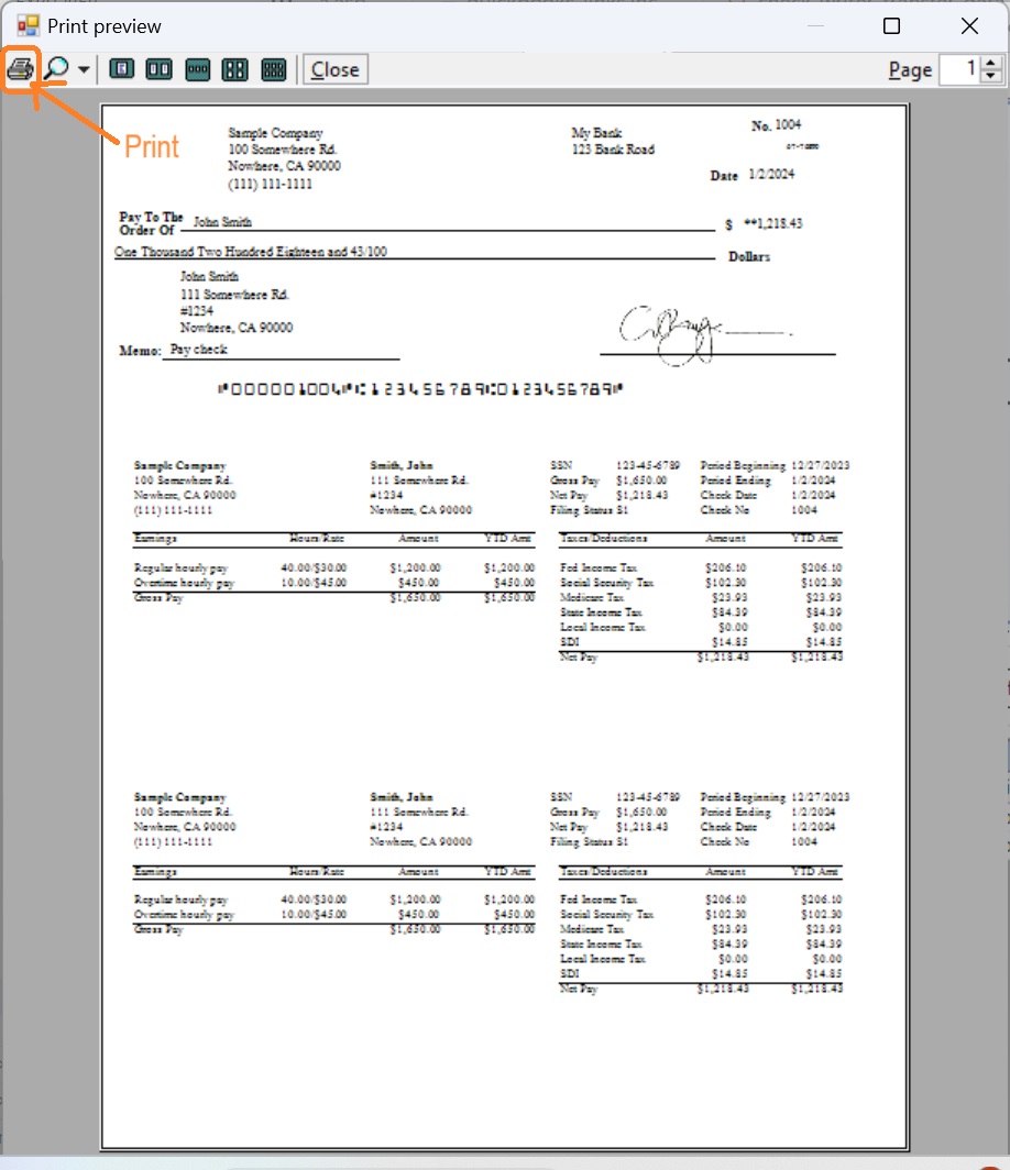 paycheck printing