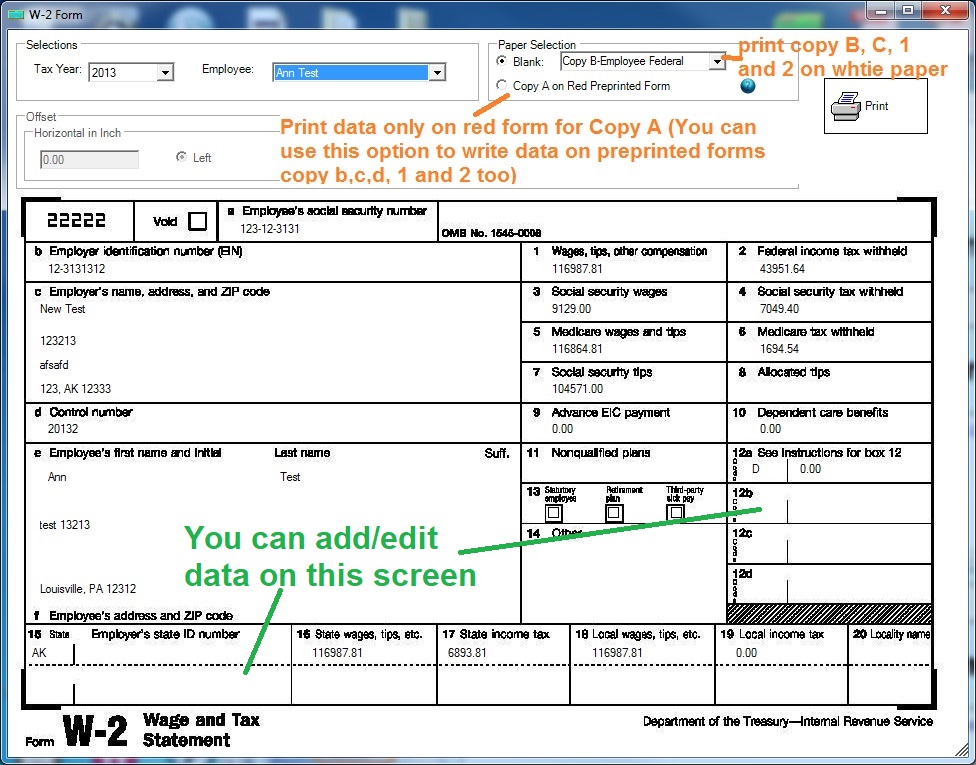 print W2 forms