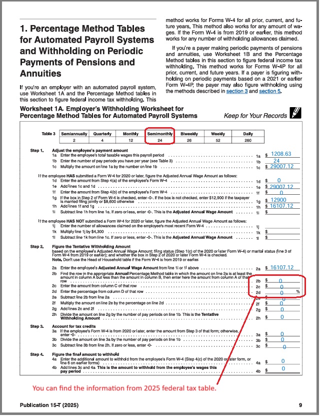 How to Calculate 2025 Federal Withhold Manually