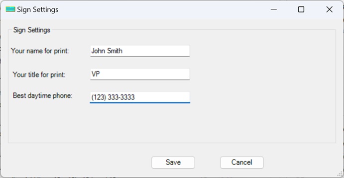 tax form sign settings