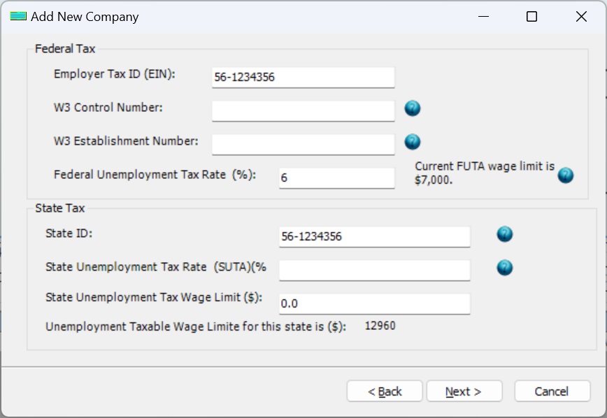 tax setup