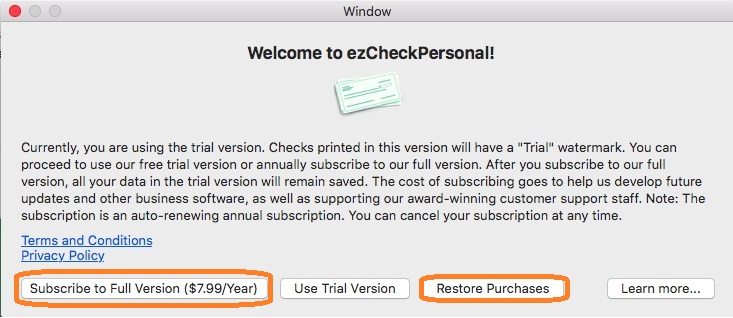 purchase ezCheckPersonal from Apple Store