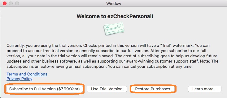 ezCheckPersonal enter license