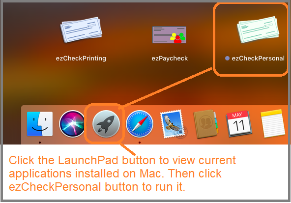 start ezCheckPersonal on Mac