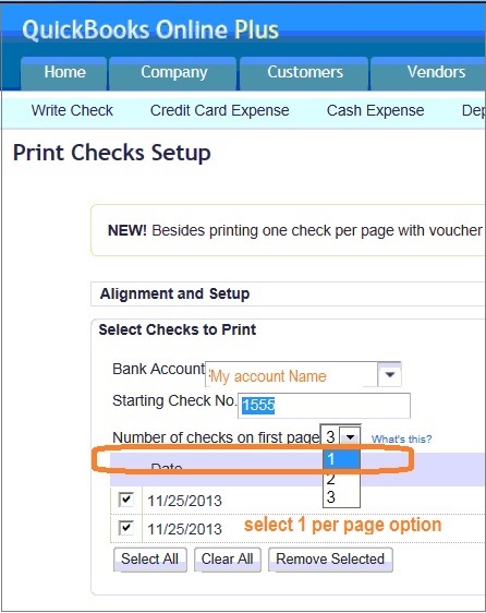 quickbooks online check printing