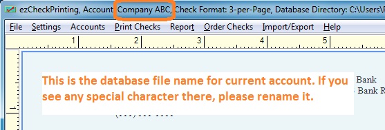 database file name