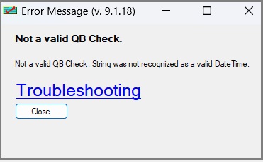 invalid QuickBooks date time