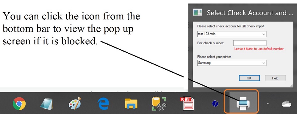 Perth bar plantageejer QuickBooks Check Printing: Cannot See the Popup Windows to Select Account