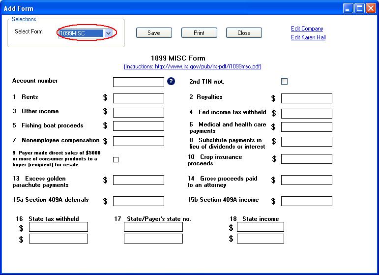 Edit 1099 Information