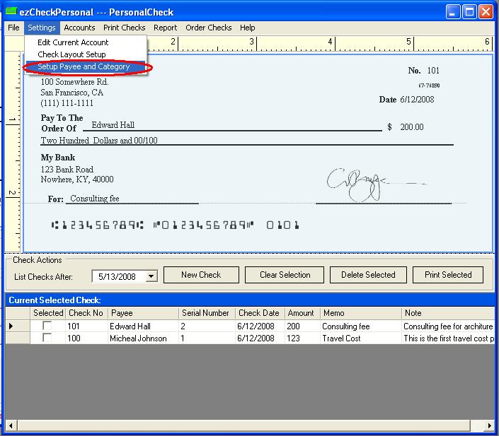 Payee Setup