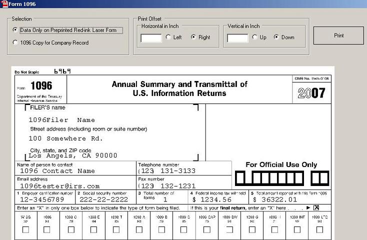 print 1096 form