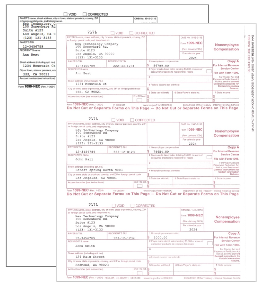 1099 paper forms