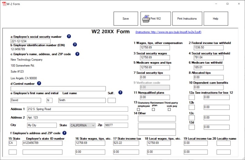 fill out W2 form