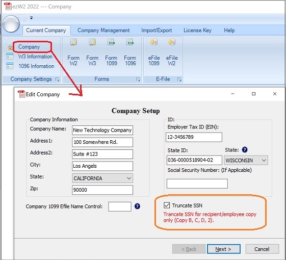 Truncate SSN on W2 and 1099