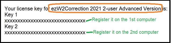 ezW2Correction 2-user key message